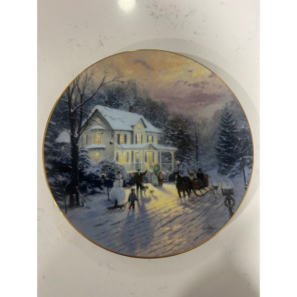 Thomas Kinkade Sleighride Home Collector Plate Knowles Premier‎ Issue Christmas
